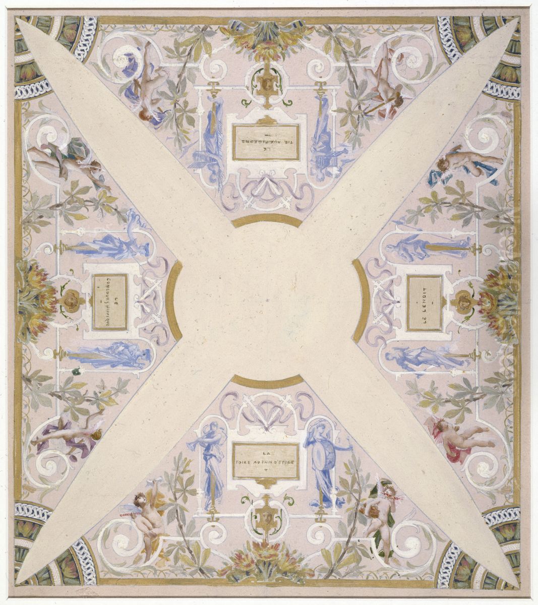 Esquisse pour l'escalier des fetes de l'Hotel de Ville de Paris : Avril Oil Painting by Luc-Olivier Merson