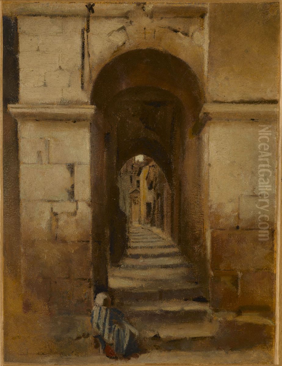Ruelle a Rome Oil Painting by Jean-Jacques Henner