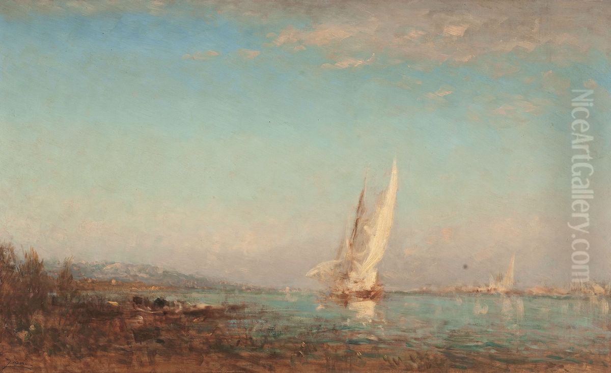 Martigues, la voile blanche Oil Painting by Felix Ziem