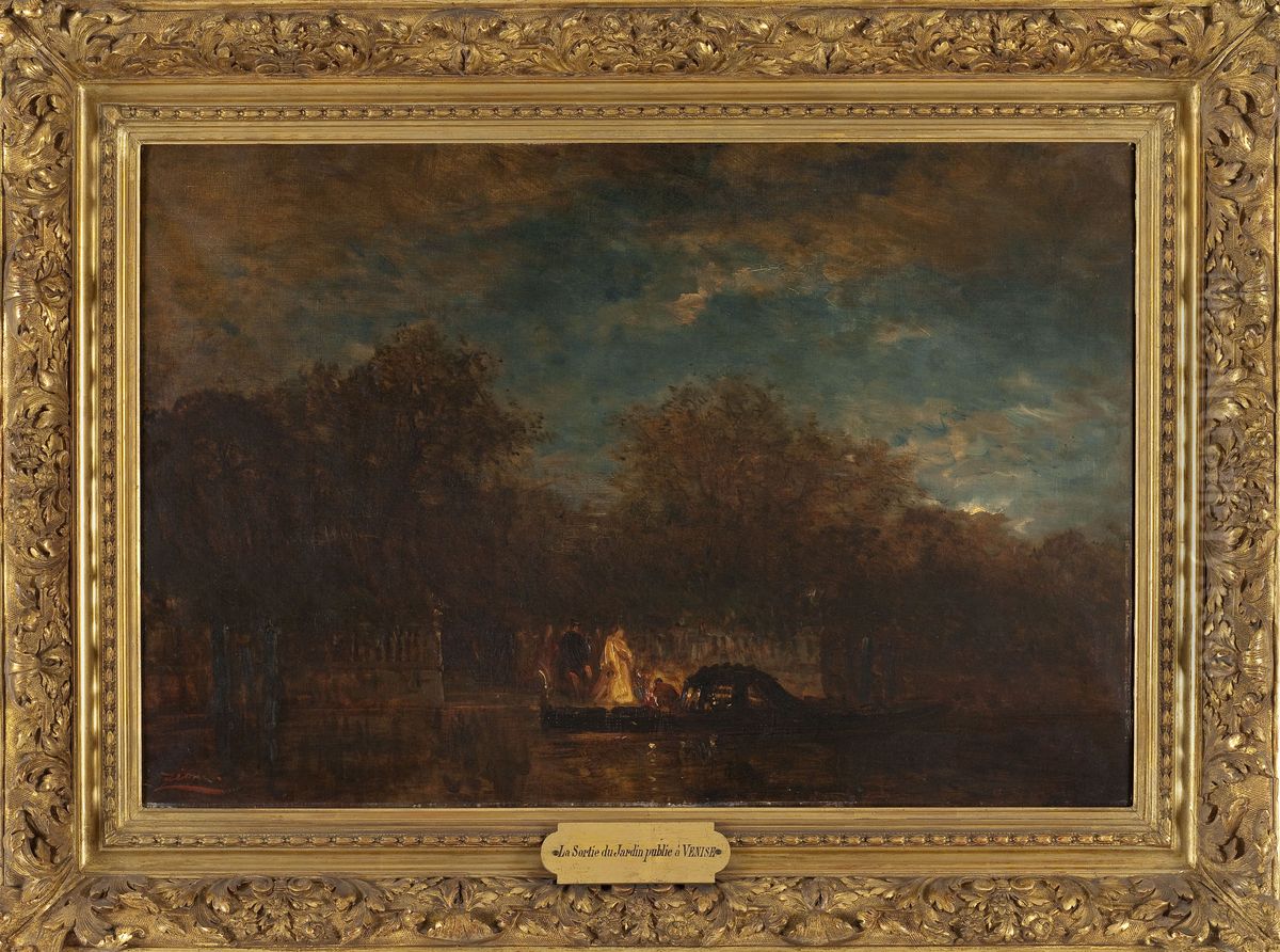 Venise, la sortie du Jardin francais au crepuscule Oil Painting by Felix Ziem
