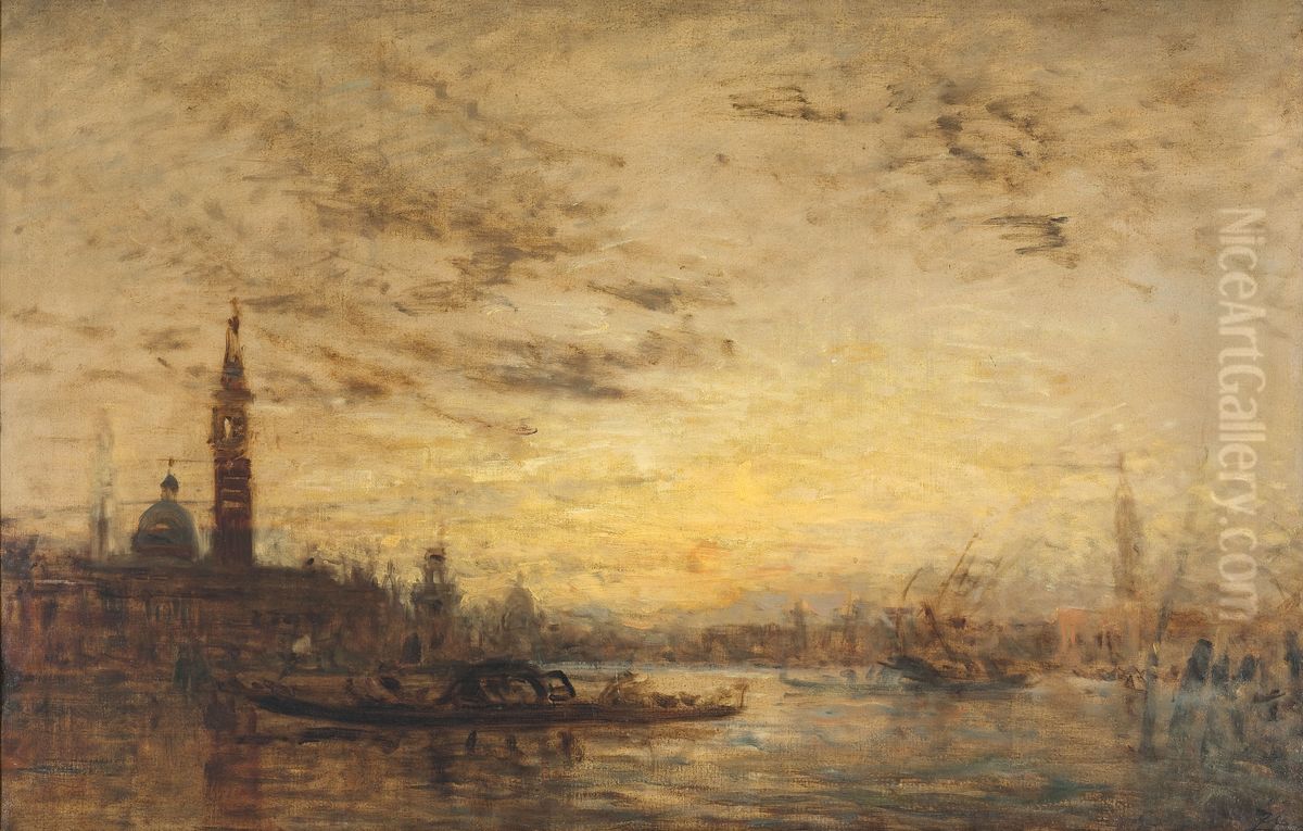Venise, la Giudecca au crepuscule Oil Painting by Felix Ziem