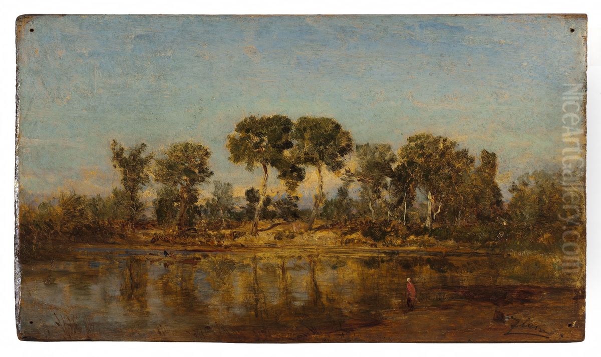 Le Rhone entre Arles et Avignon Oil Painting by Felix Ziem