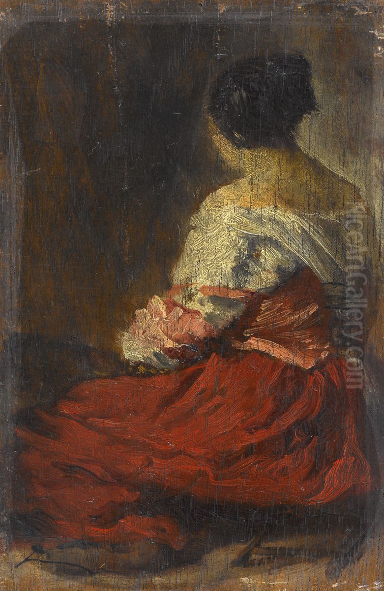 La jupe rouge Oil Painting by Felix Ziem