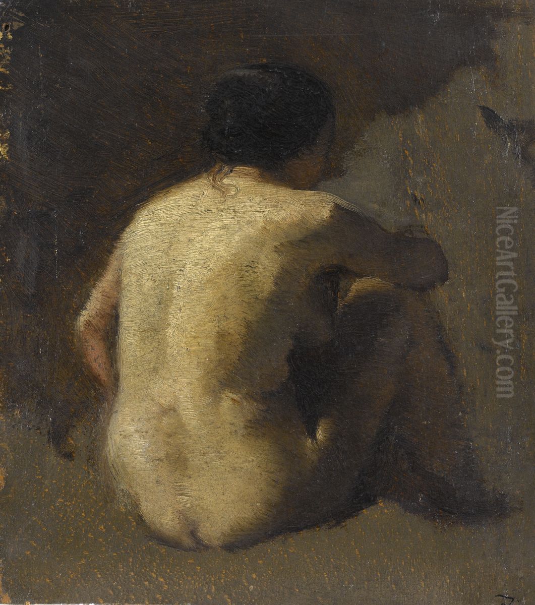 Femme nue assise, vue de dos Oil Painting by Felix Ziem