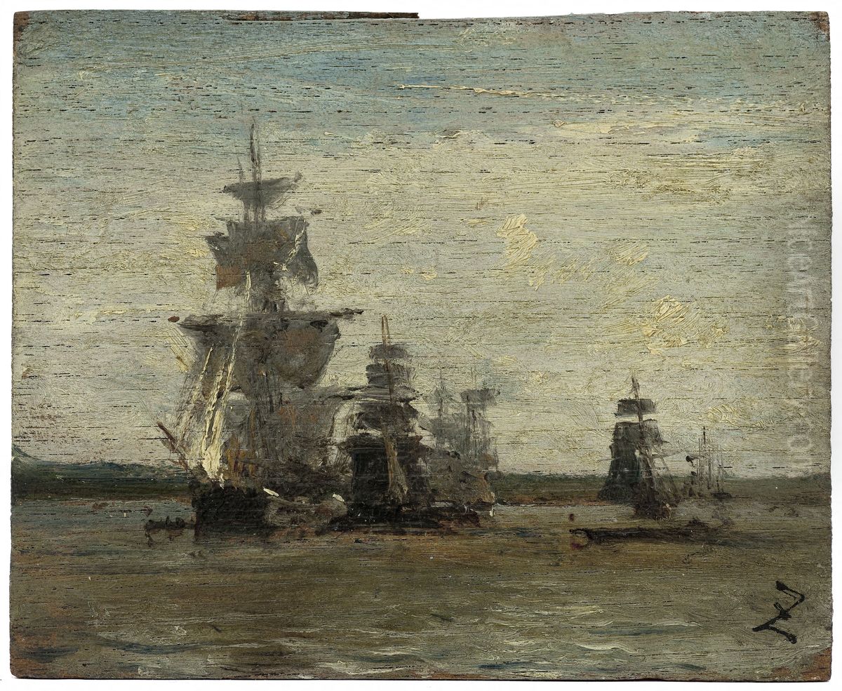 The frigates Oil Painting by Felix Ziem
