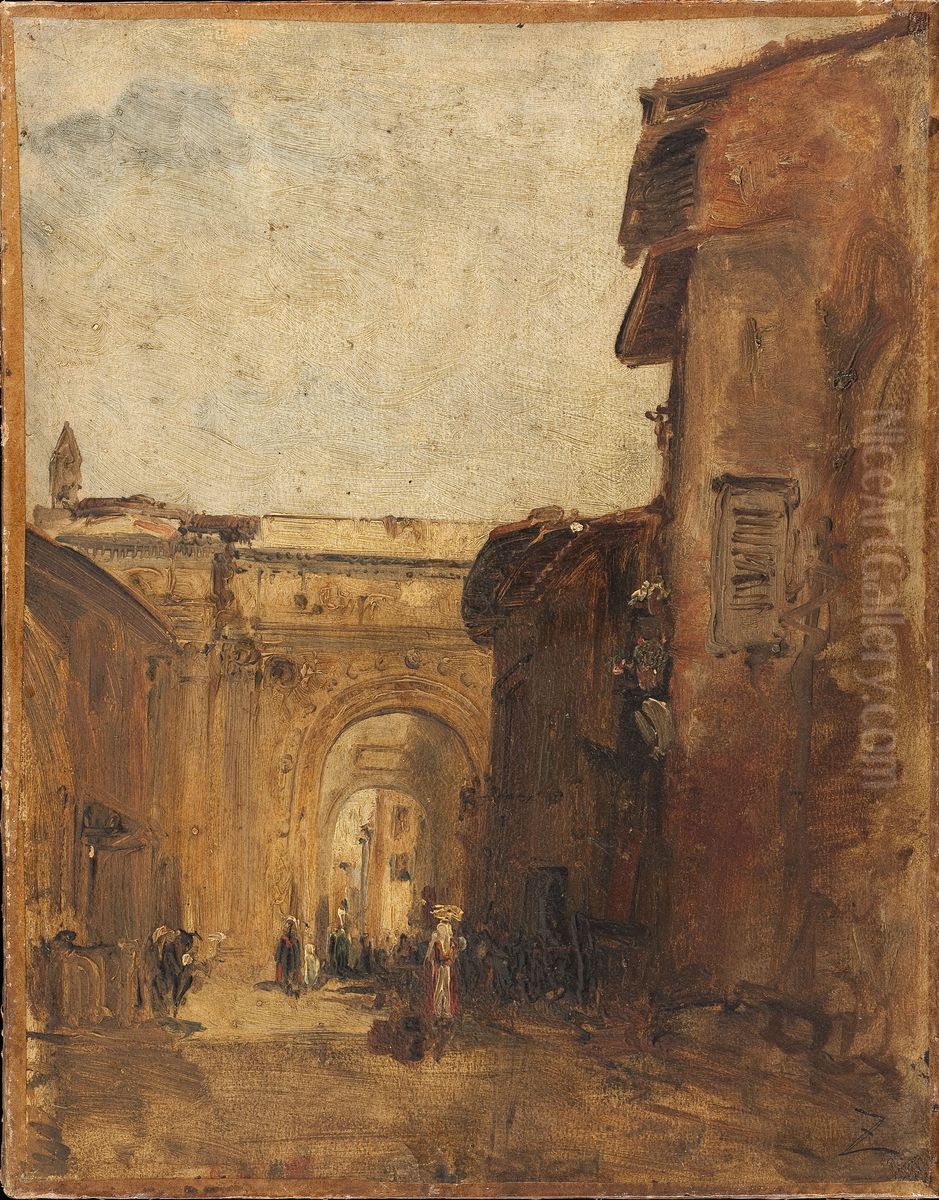 Une rue a Florence Oil Painting by Felix Ziem