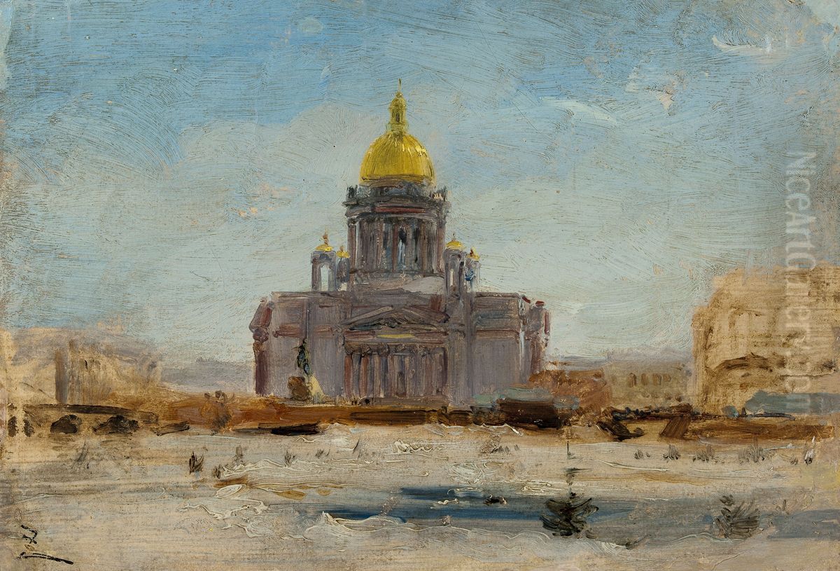 Saint Petersbourg, Saint Isaac Oil Painting by Felix Ziem