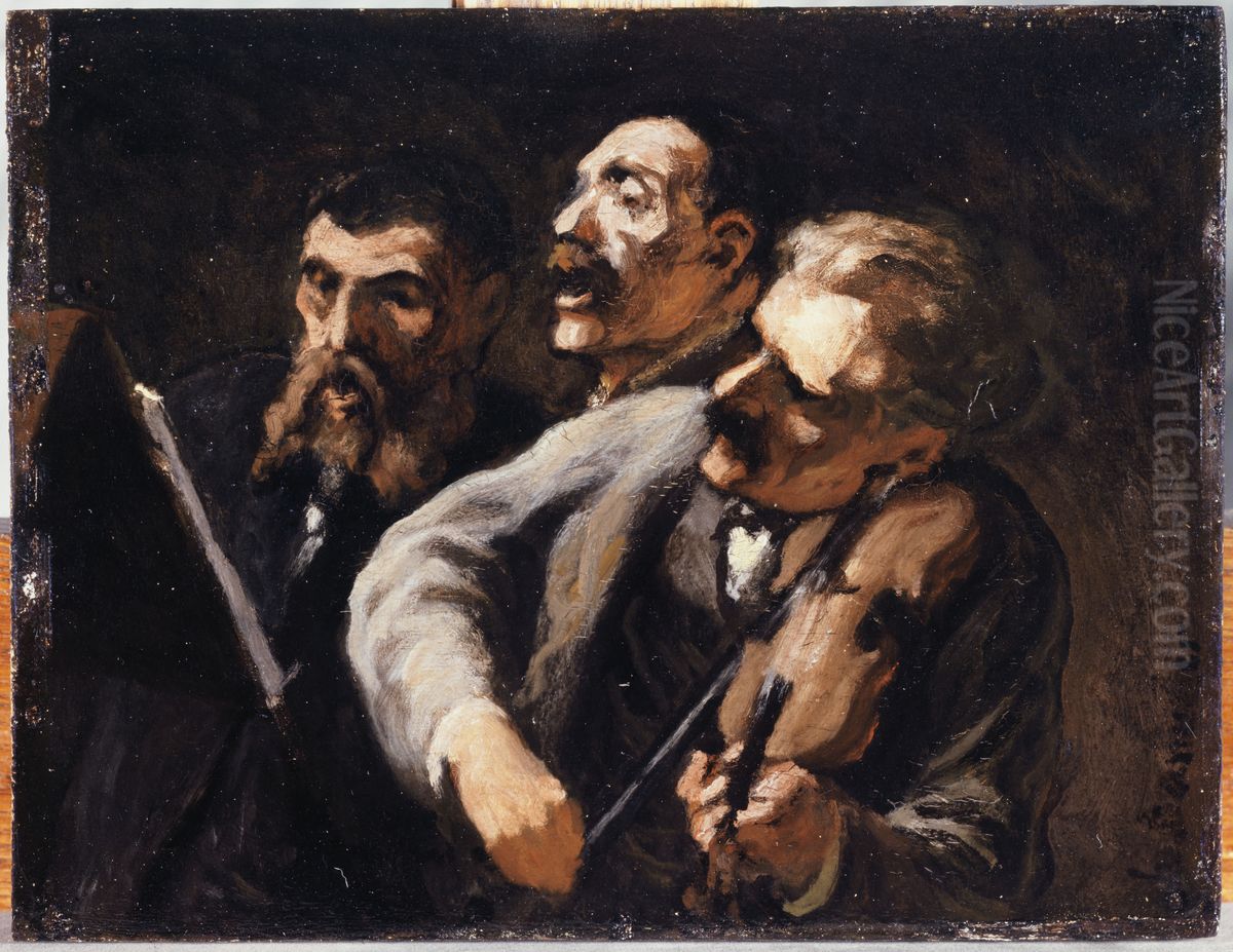Trio d'amateurs Oil Painting by Honore Daumier