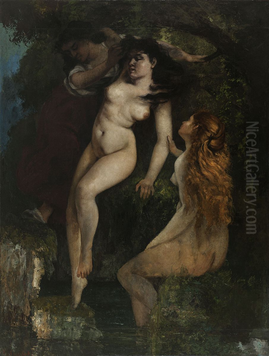 Trois baigneuses Oil Painting by Gustave Courbet