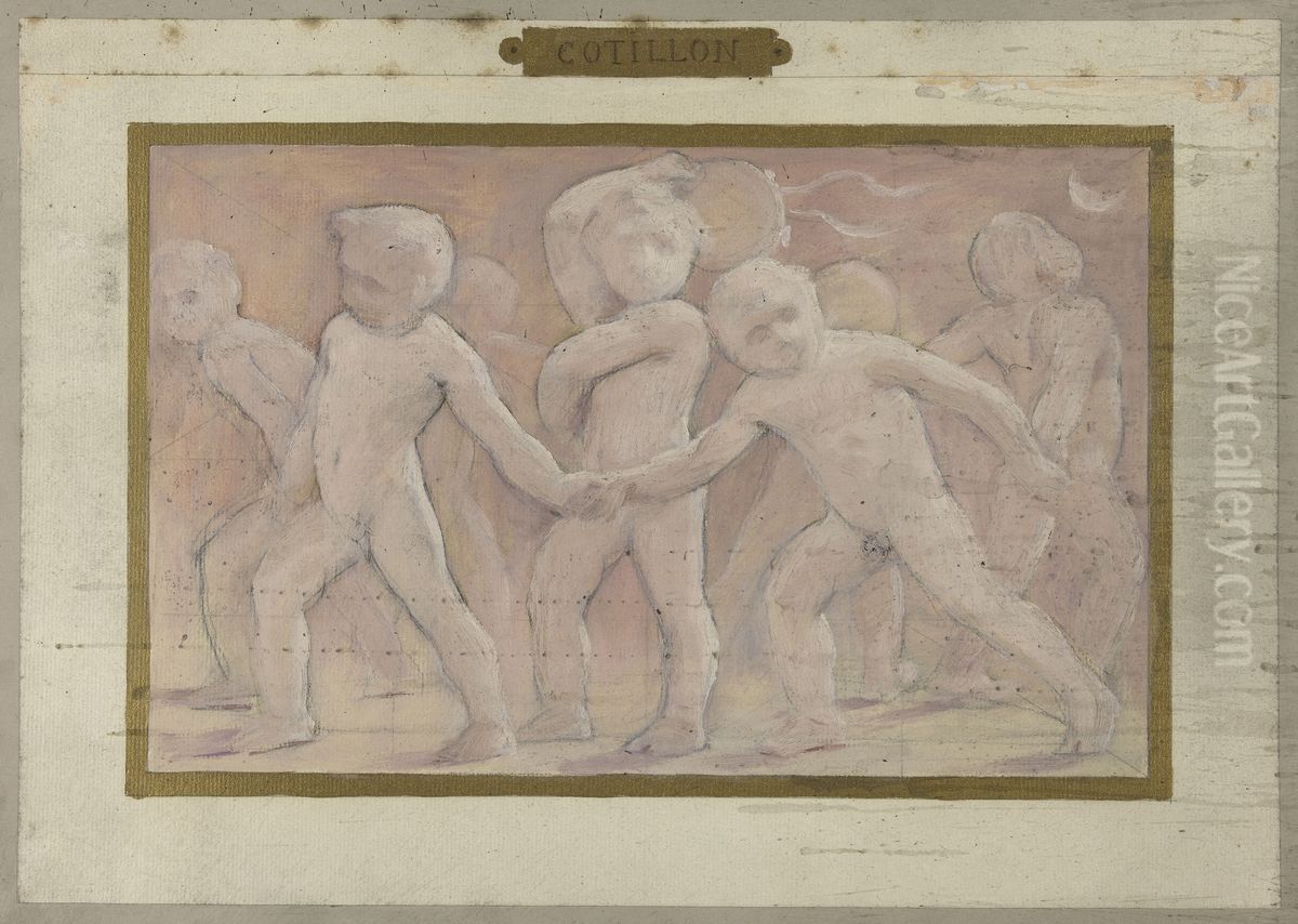 Esquisse pour la salle des fetes de l'Hotel de Ville : Cotillons Oil Painting by Albert Aublet