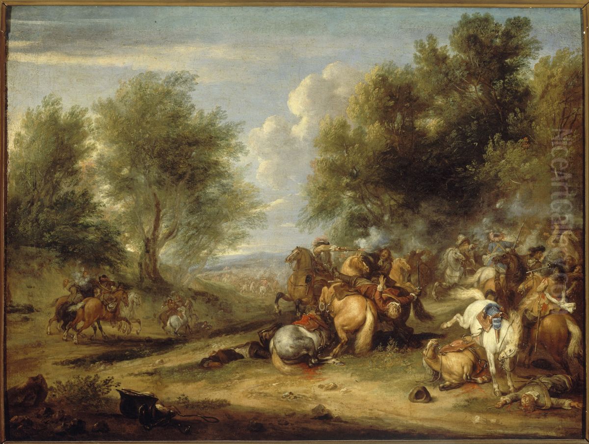 Choc de cavalerie ou Combat de cavalerie Oil Painting by Adam Frans van der Meulen