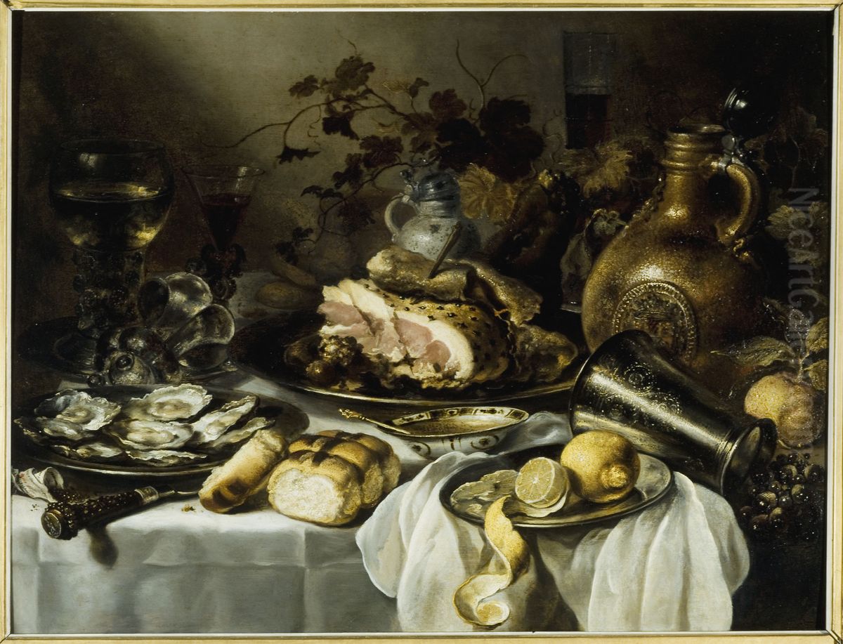 Still life with ham Oil Painting by Pieter Claesz