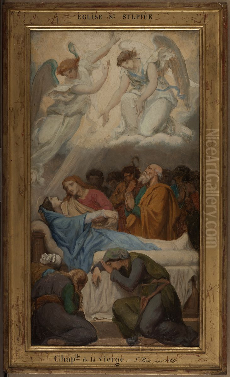 Esquisse pour l'eglise Saint-Sulpice : La Mort de la Vierge Oil Painting by Emile ( Jean Baptiste Philippe) Bin