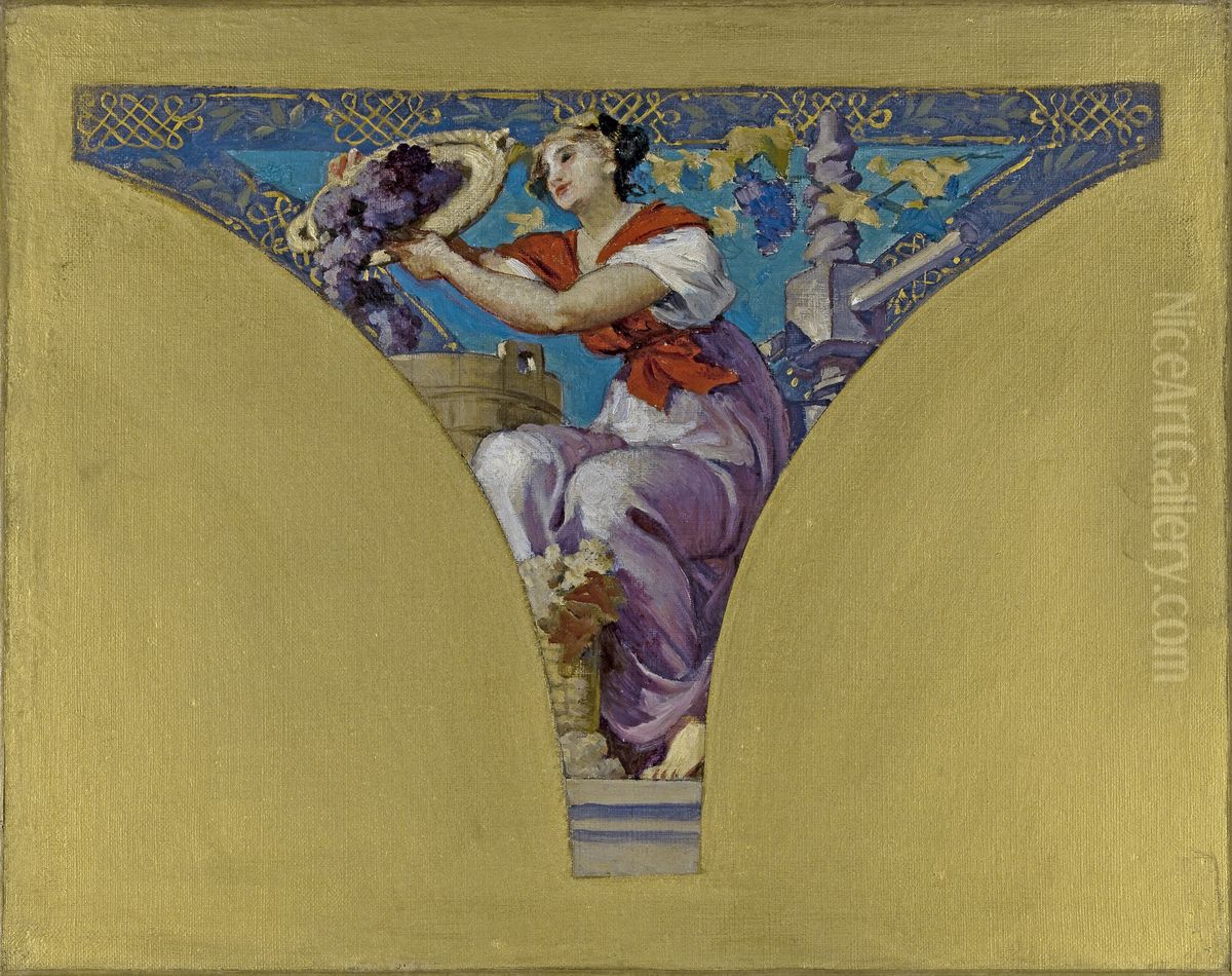 Esquisse pour la salle des Fetes de l'Hotel de Ville de Paris : La Bourgogne Oil Painting by Francois Emile Ehrmann