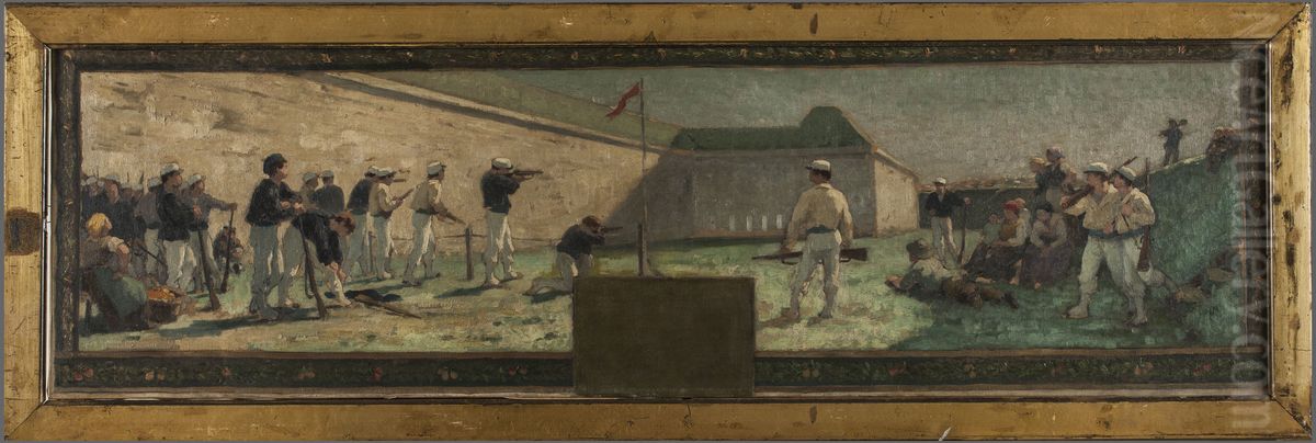 Esquisse pour la mairie d'Arcueil-Cachan : Le Tir Oil Painting by Paul Baudouin