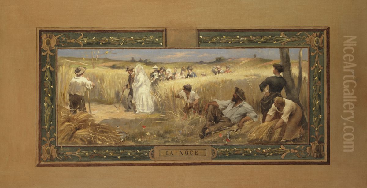 Esquisse pour la salle des mariages de la mairie du 14eme : La Noce Oil Painting by Henri Adriene Tanoux