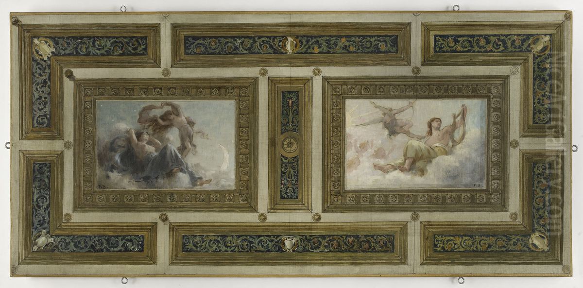 Esquisse pour la mairie de Saint-Maur-des-Fosses : La Nuit et le Jour Oil Painting by Paul Baudouin