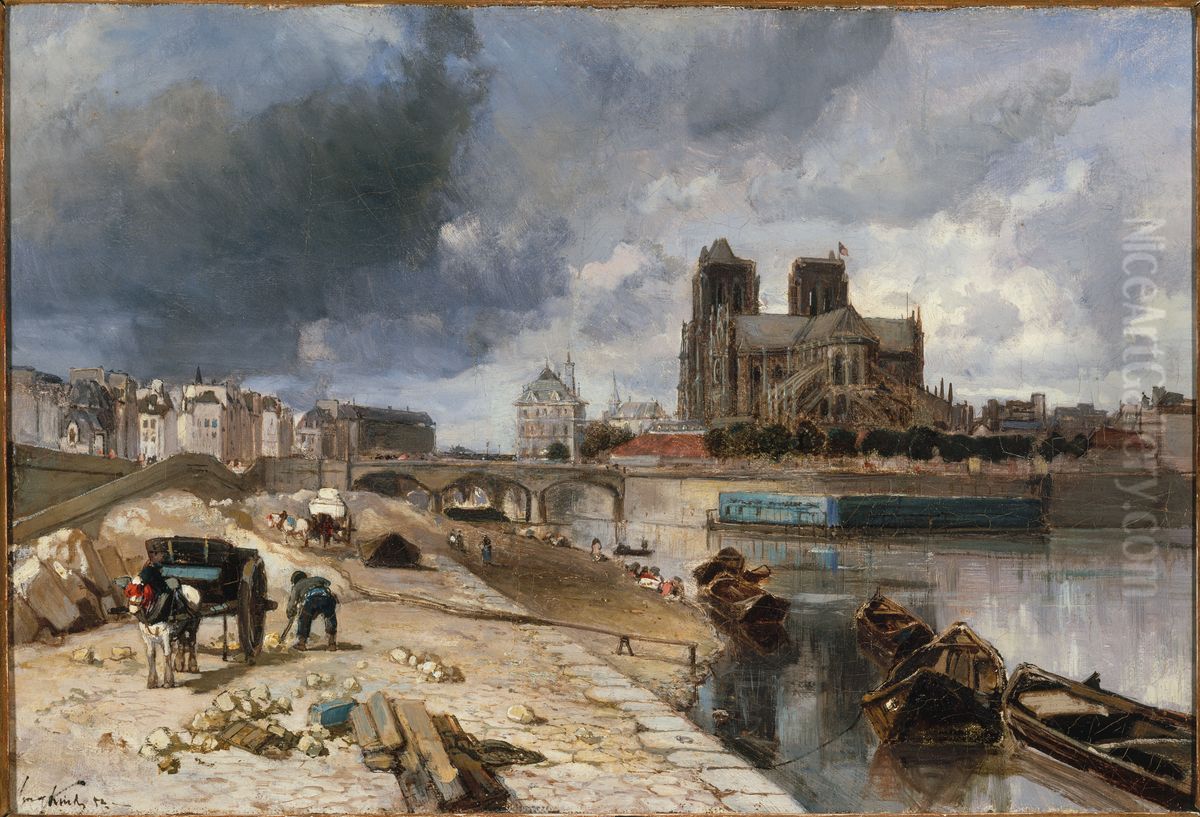 Notre-Dame vue du quai de la Tournelle Oil Painting by Johan Jongkind