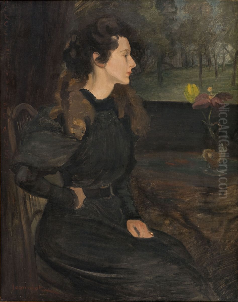Portrait de Marcelle Jeanniot a quinze ans Oil Painting by Pierre-Georges Jeanniot