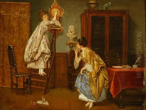 Caricando L' Orologio Oil Painting by Luigi Busi