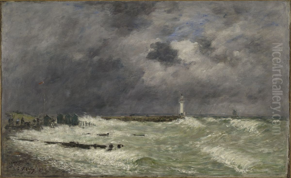 Coup de vent devant Frascati, Le Havre Oil Painting by Eugene Louis Boudin