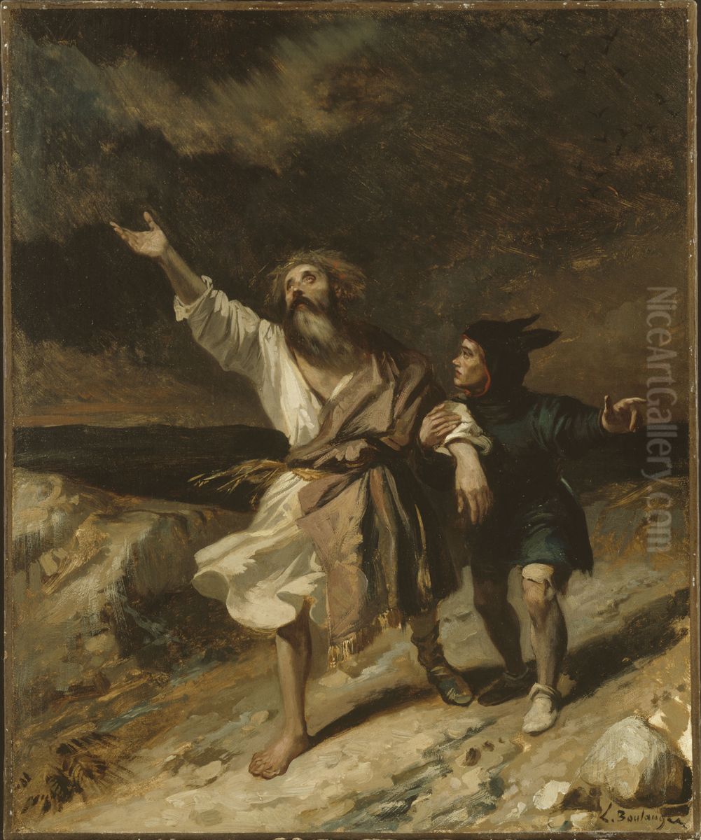 Le roi Lear et son fou pendant la tempete Oil Painting by Louis Boulanger