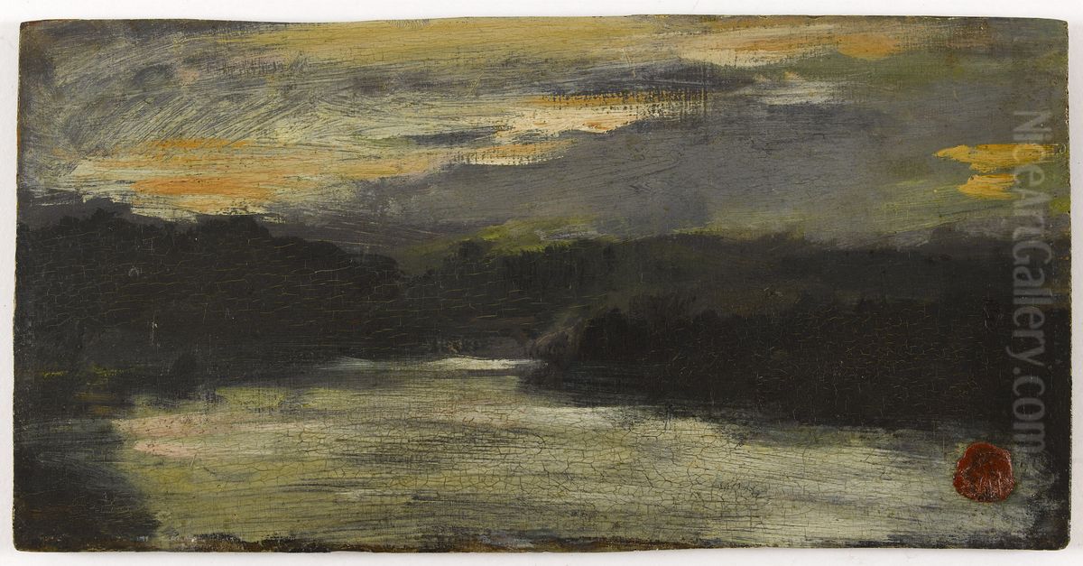 Effet de ciel sur une riviere Oil Painting by Jean-Baptiste Carpeaux