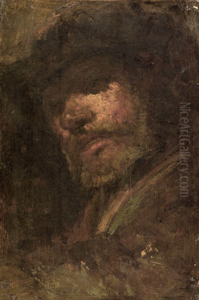 Le Tambour, tete d'homme d'apres Rembrandt Oil Painting by Felix Ziem