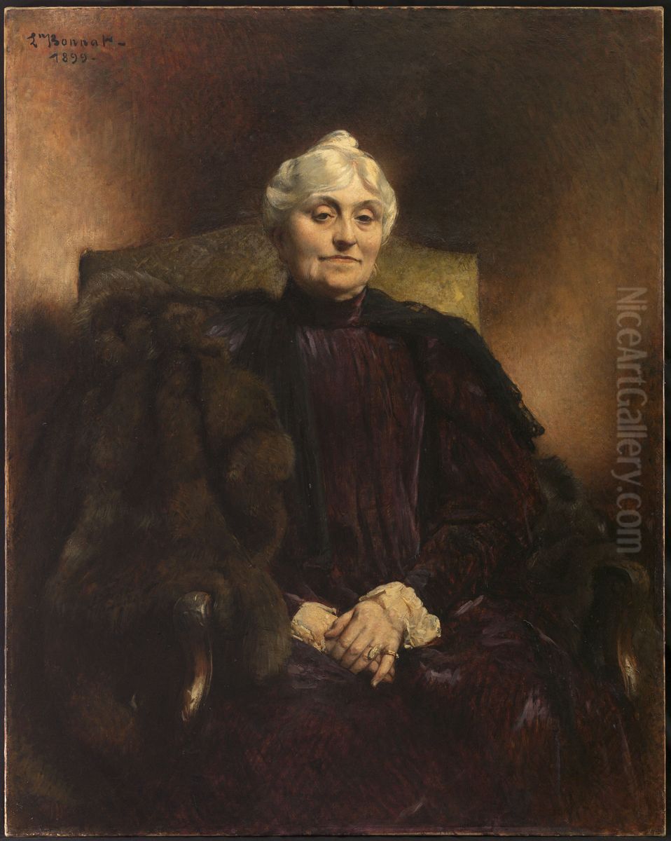 Portrait de Madame Dubernet Oil Painting by Leon Bonnat