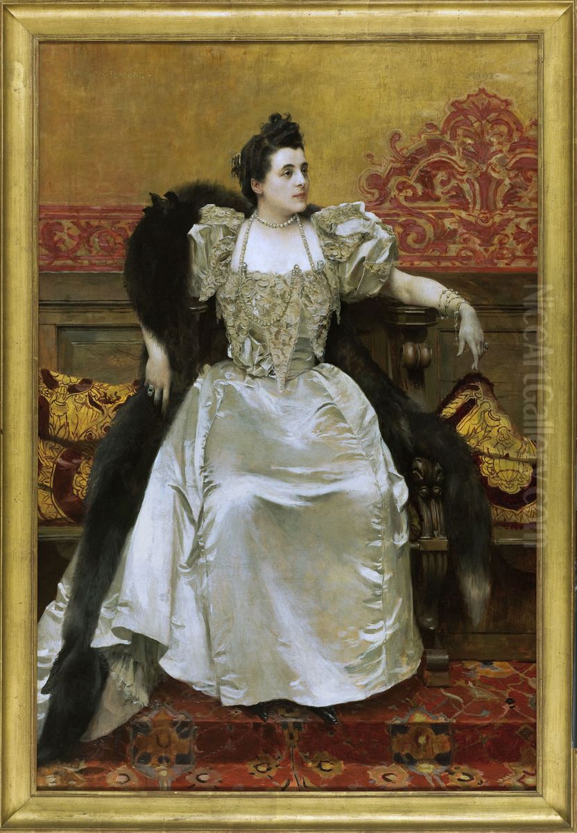 Portrait de Mme Gaston Menier Oil Painting by Francois Flameng
