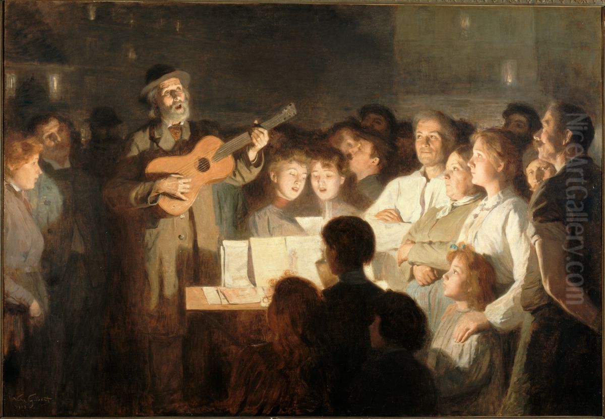Le marchand de chansons Oil Painting by Victor Gilbert