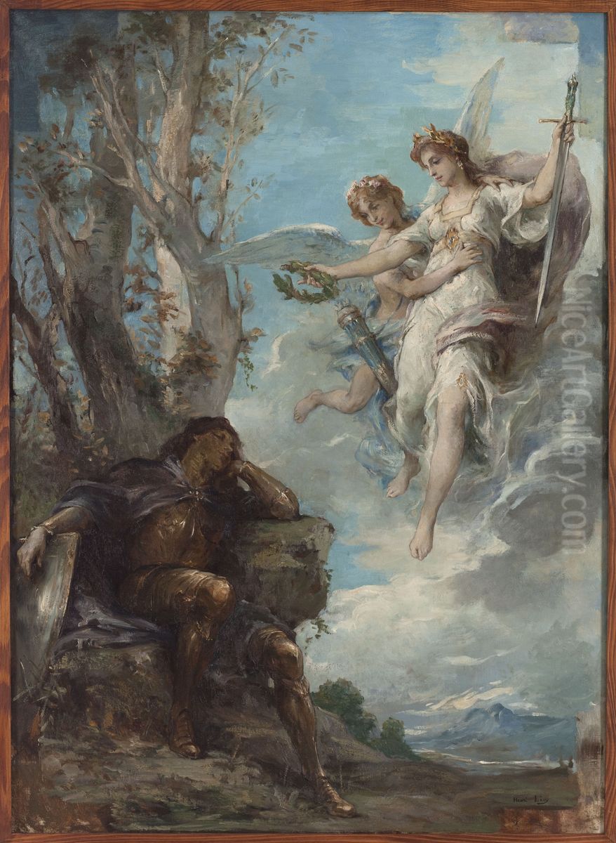 Le Reve du chevalier Oil Painting by Henri Leopold Levy
