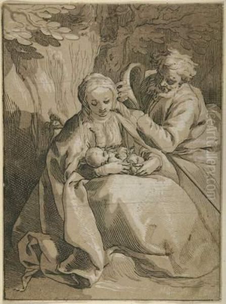 Die Heilige Familie. Oil Painting by Ludolph Businck