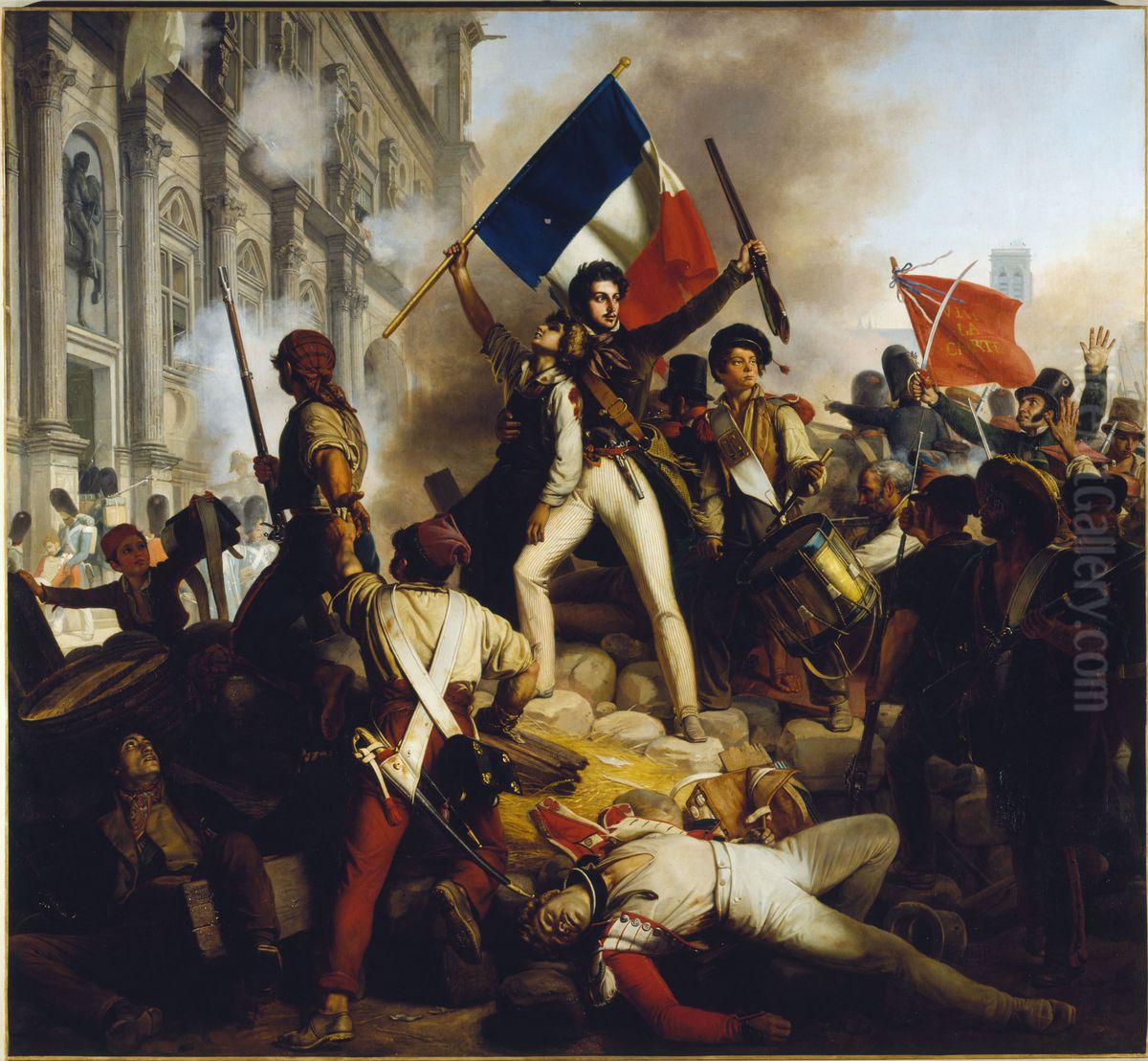The Battle for the Town Hall, 28 July 1830 Oil Painting by Jean Victor Schnetz