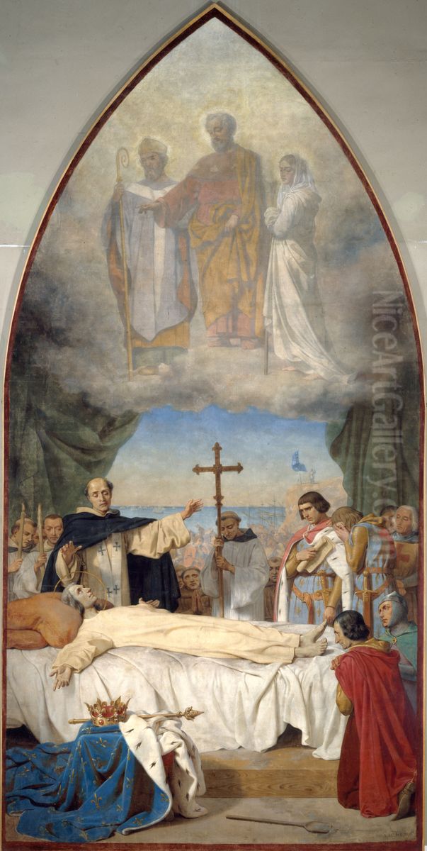 La mort de Saint Louis Oil Painting by Jean-Baptiste Auguste Leloir