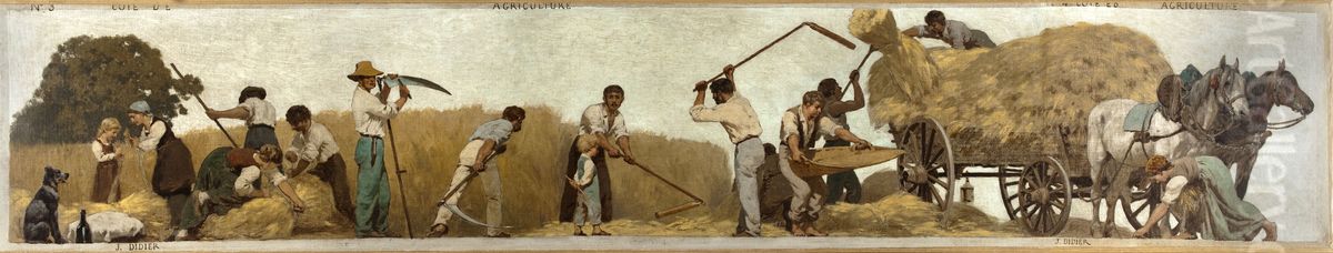 L'Agriculture : Esquisse pour l'ecole de la rue Chateau-Landon, 10eme arrondissement de Paris Oil Painting by Jules Didier