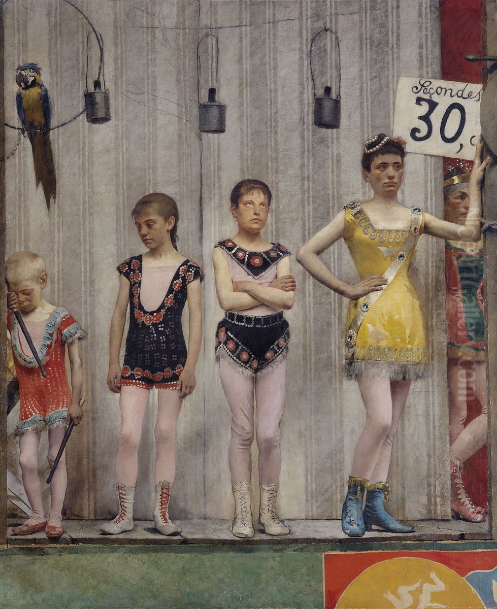 Grimaces et misere - Les Saltimbanques (acrobates) Oil Painting by Fernand Pelez