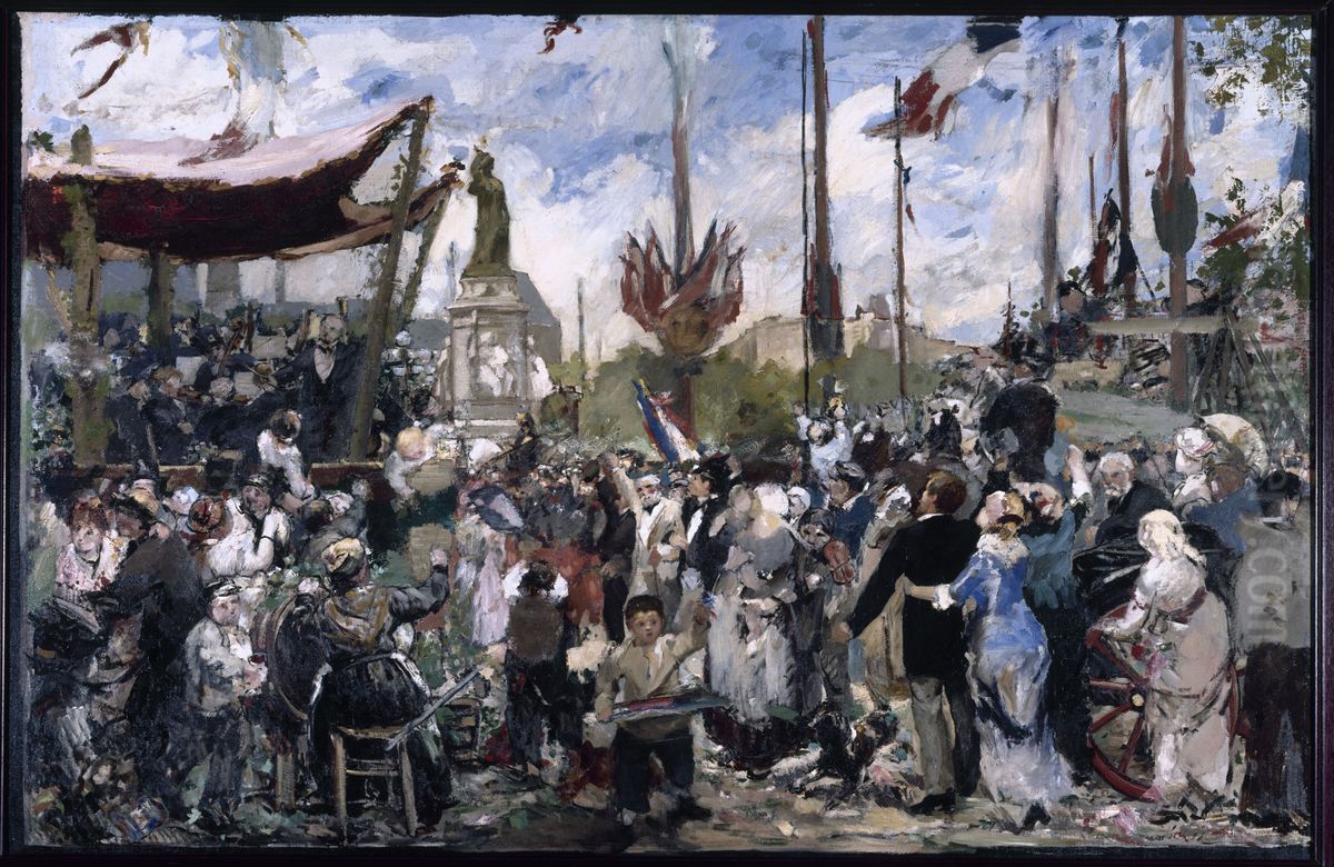 14 juillet 1880, inauguration du monument a la Republique Oil Painting by Alfred Philippe Roll