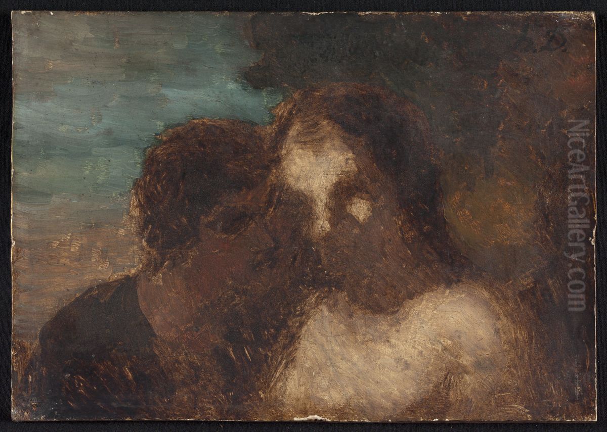 La Confidence ou Le baiser de Judas Oil Painting by Honore Daumier