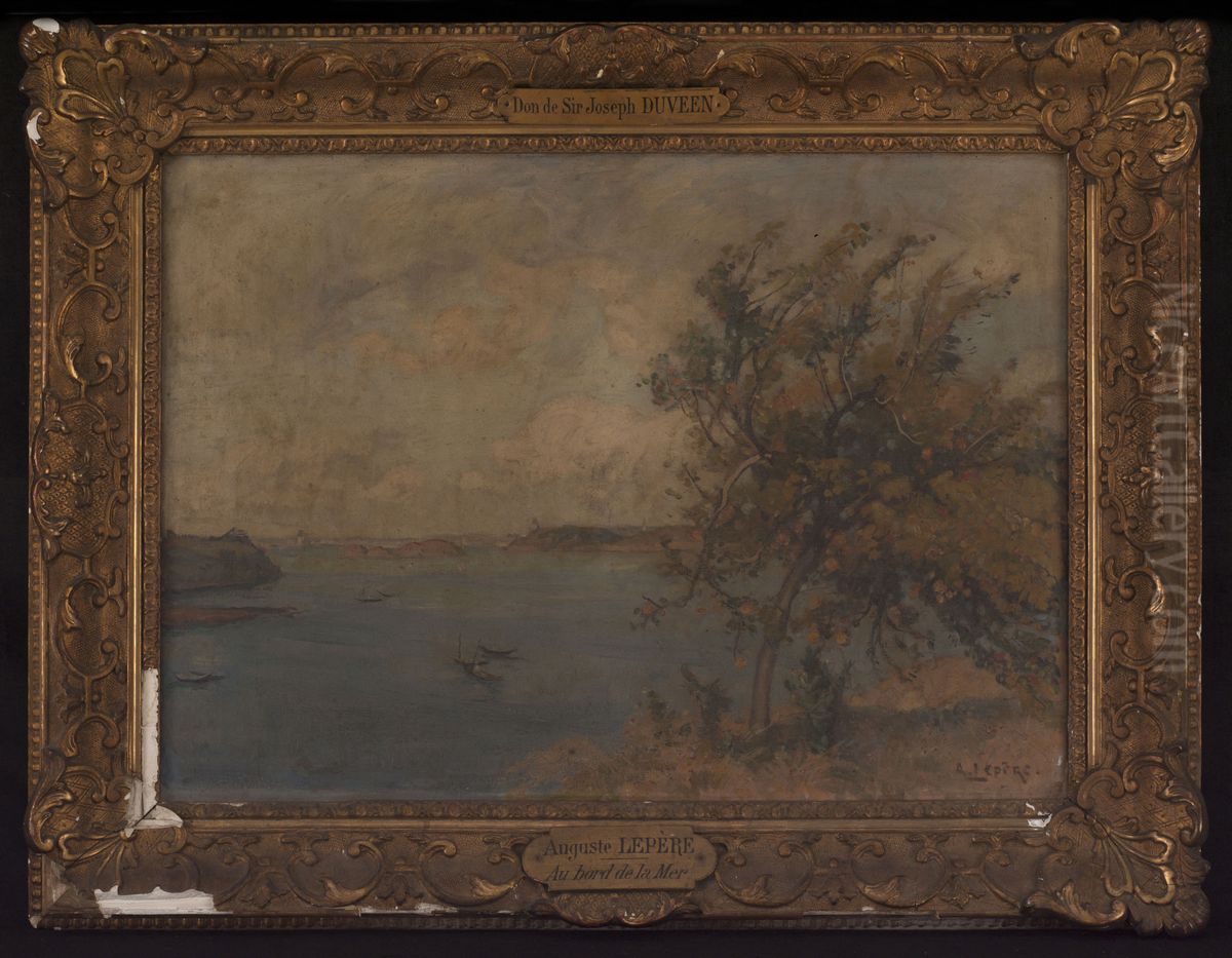 Au bord de la mer Oil Painting by Auguste-Louis Lepere