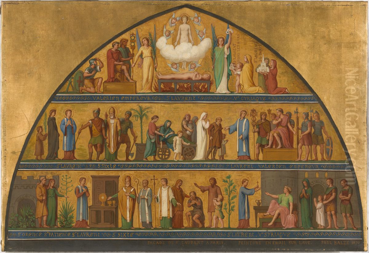 Esquisse pour l'eglise Saint-Laurent : La vie de Saint-Laurent Oil Painting by Paul Balze