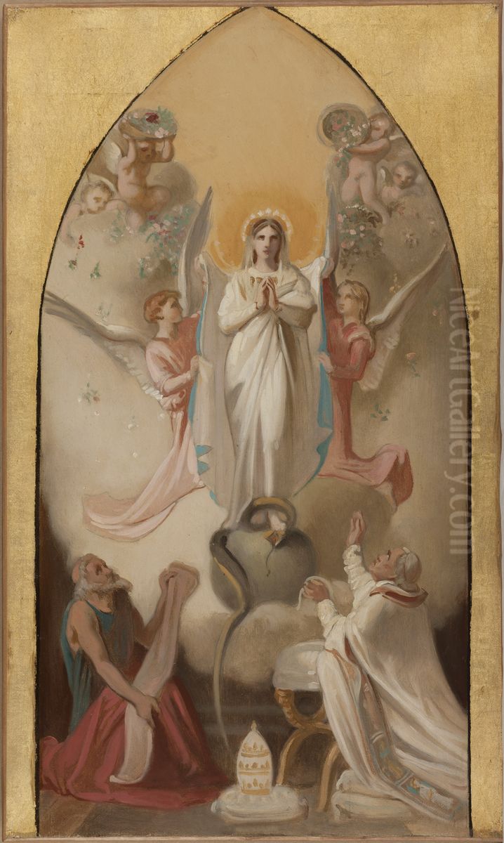 Esquisse pour l'eglise Saint-Severin : L'Immaculee Conception predite par le prophete Isaie Oil Painting by Victor Mottez