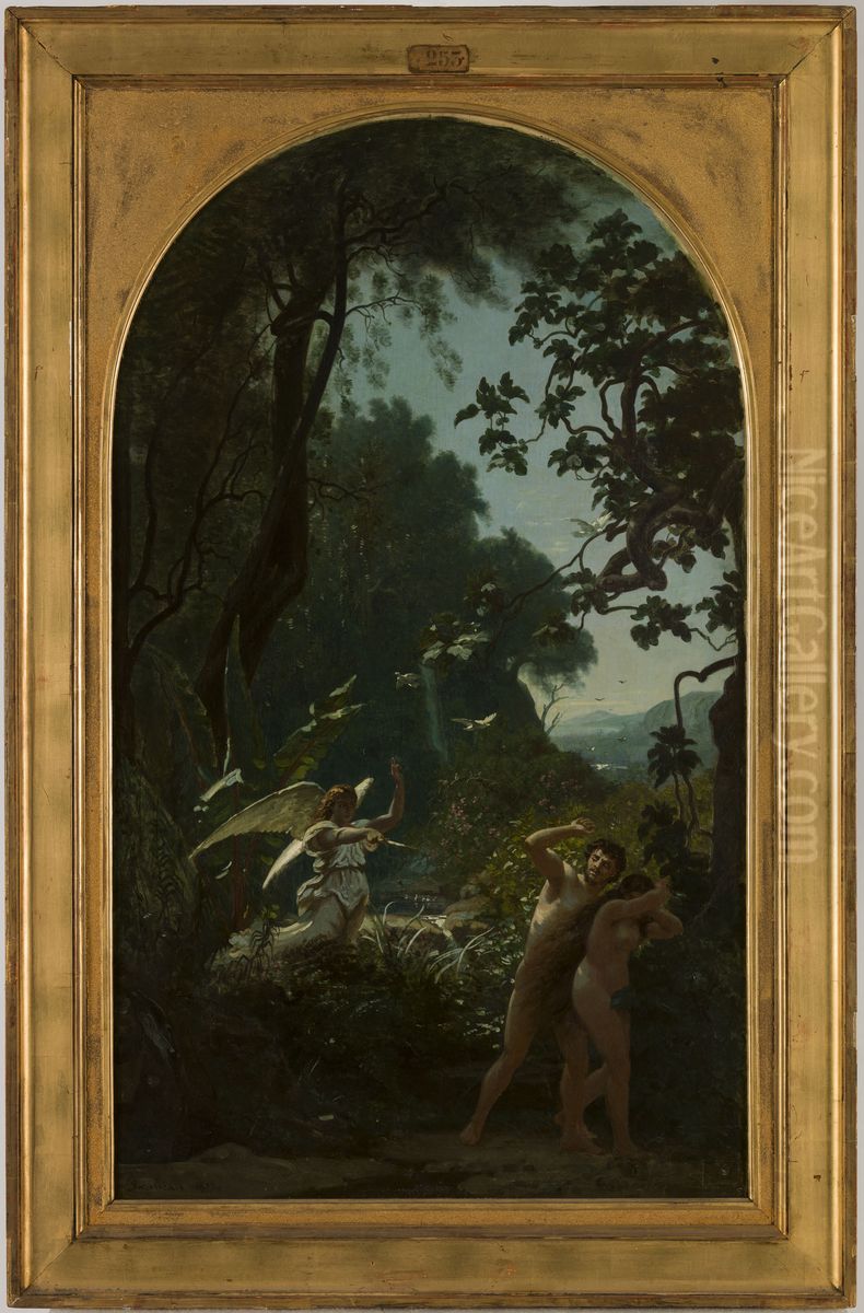 Esquisse pour l'eglise de la Trinite : Adam et Eve chasses du paradis Oil Painting by Francois-Louis Francais