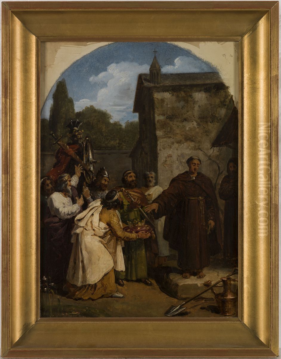 Esquisse pour l'eglise Saint-Sulpice : Saint Fiacre refusant la couronne d'Ecosse Oil Painting by Francois-Louis Dejuinne