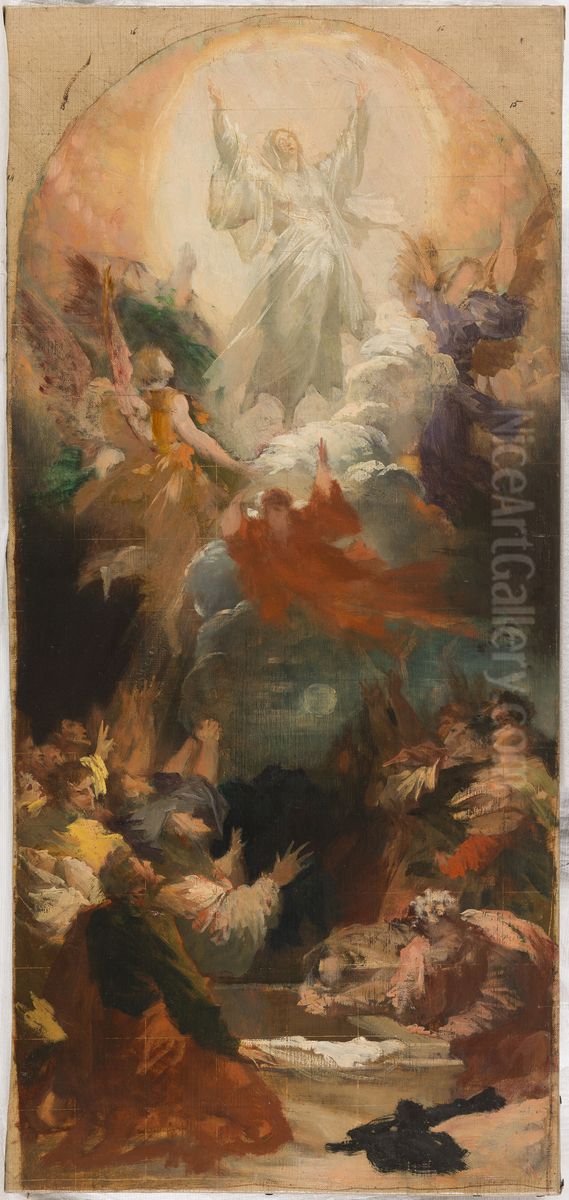 Esquisse pour l'eglise Notre-Dame-de-la-Croix : L'Assomption Oil Painting by Alphonse Monchablon