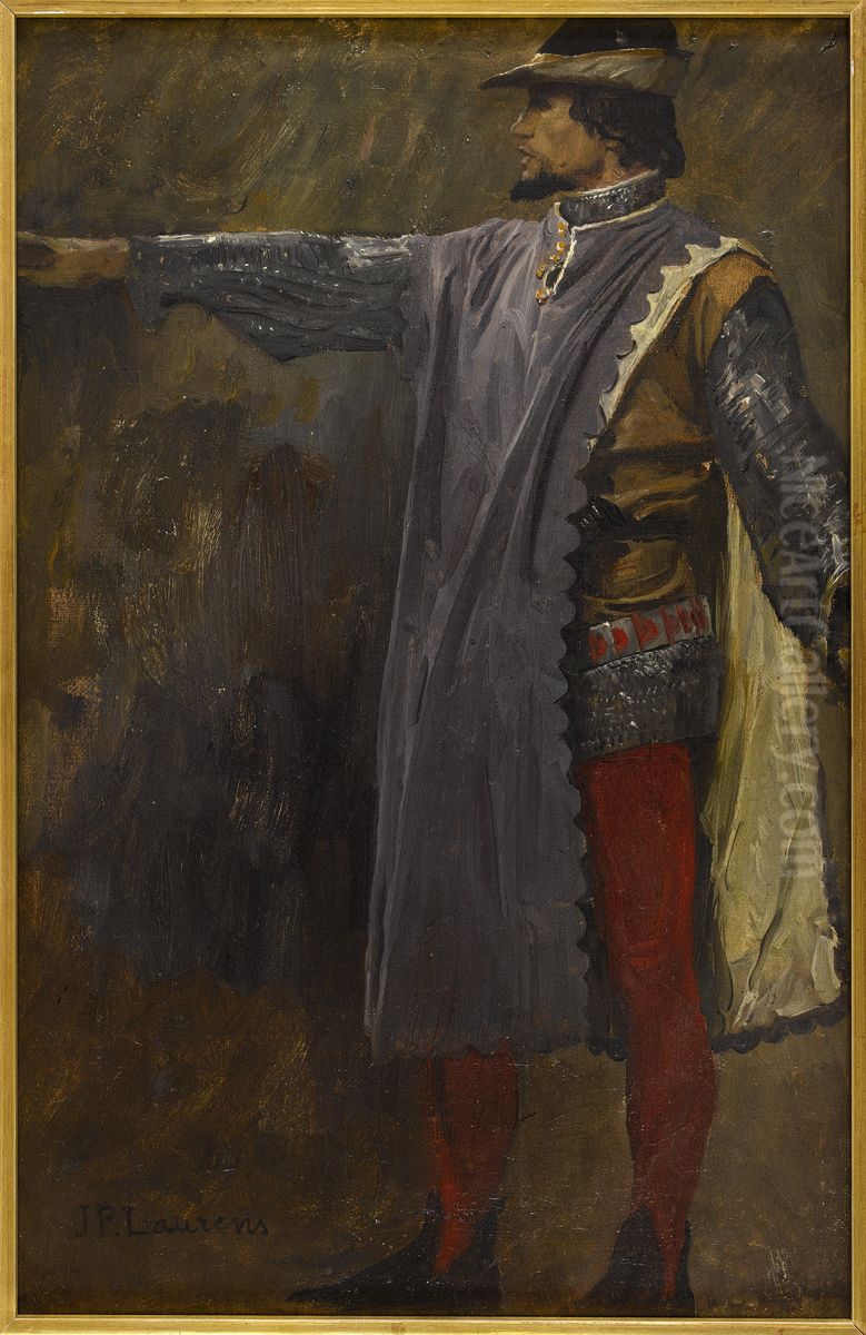 Esquisse de detail pour l'Hotel de Ville de Paris : Etienne Marcel protege le Dauphin Oil Painting by Jean-Paul Laurens