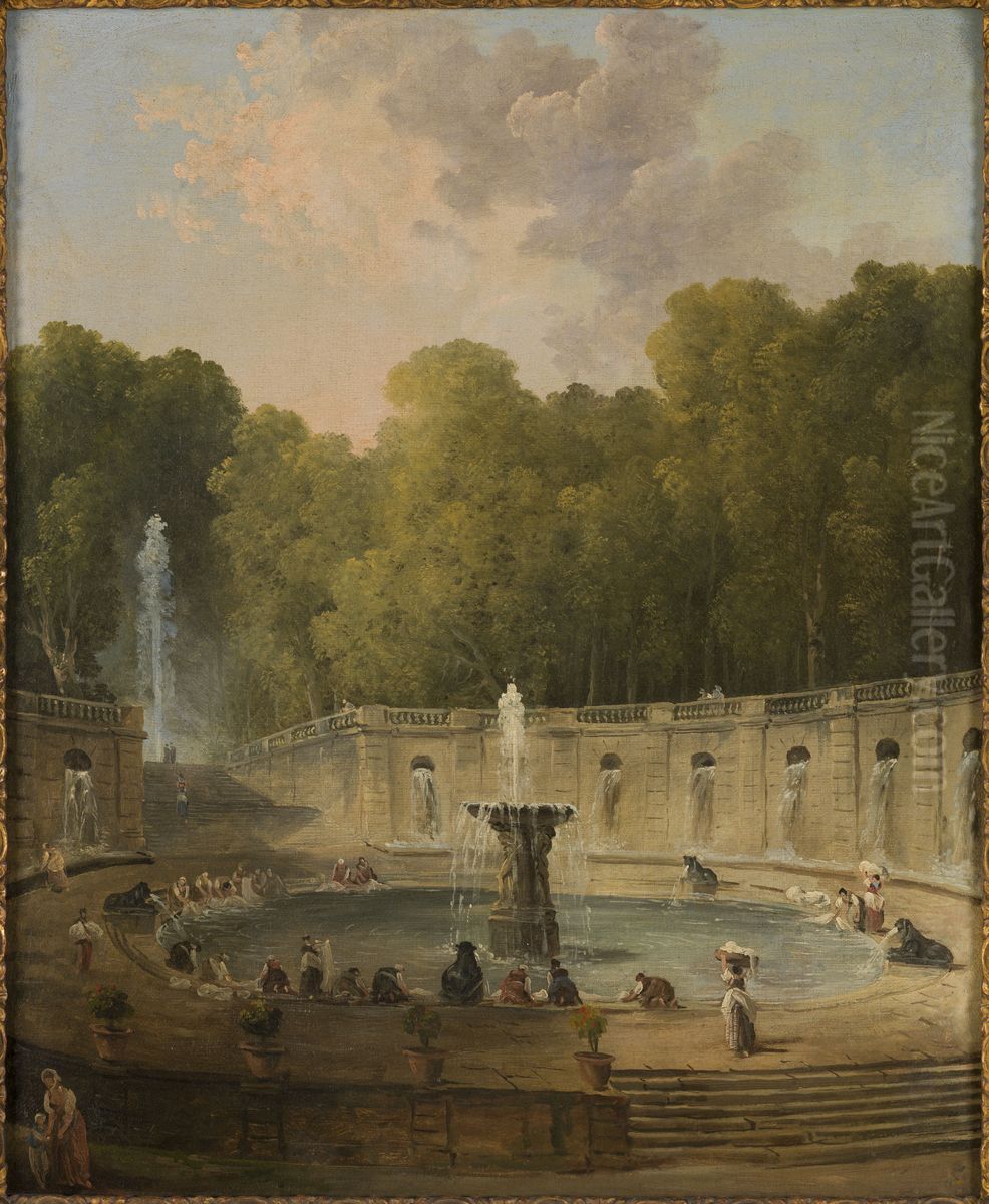 Lavandieres dans un parc Oil Painting by Hubert Robert