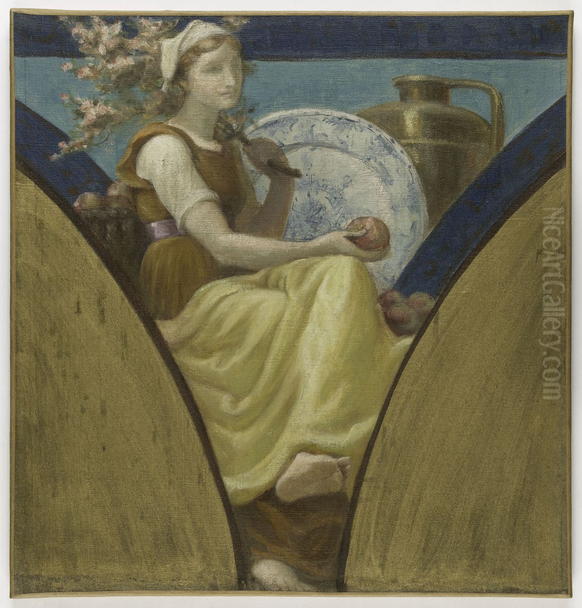 Esquisse pour la salle des fetes de l'Hotel de Ville de Paris : Normandie (Voussure) Oil Painting by Paul Milliet