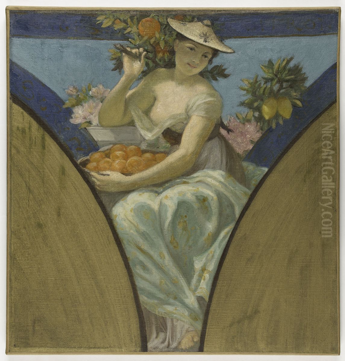 Esquisse pour la salle des fetes de l'Hotel de Ville de Paris (voussure du mur sud) : Nice Oil Painting by Paul Milliet