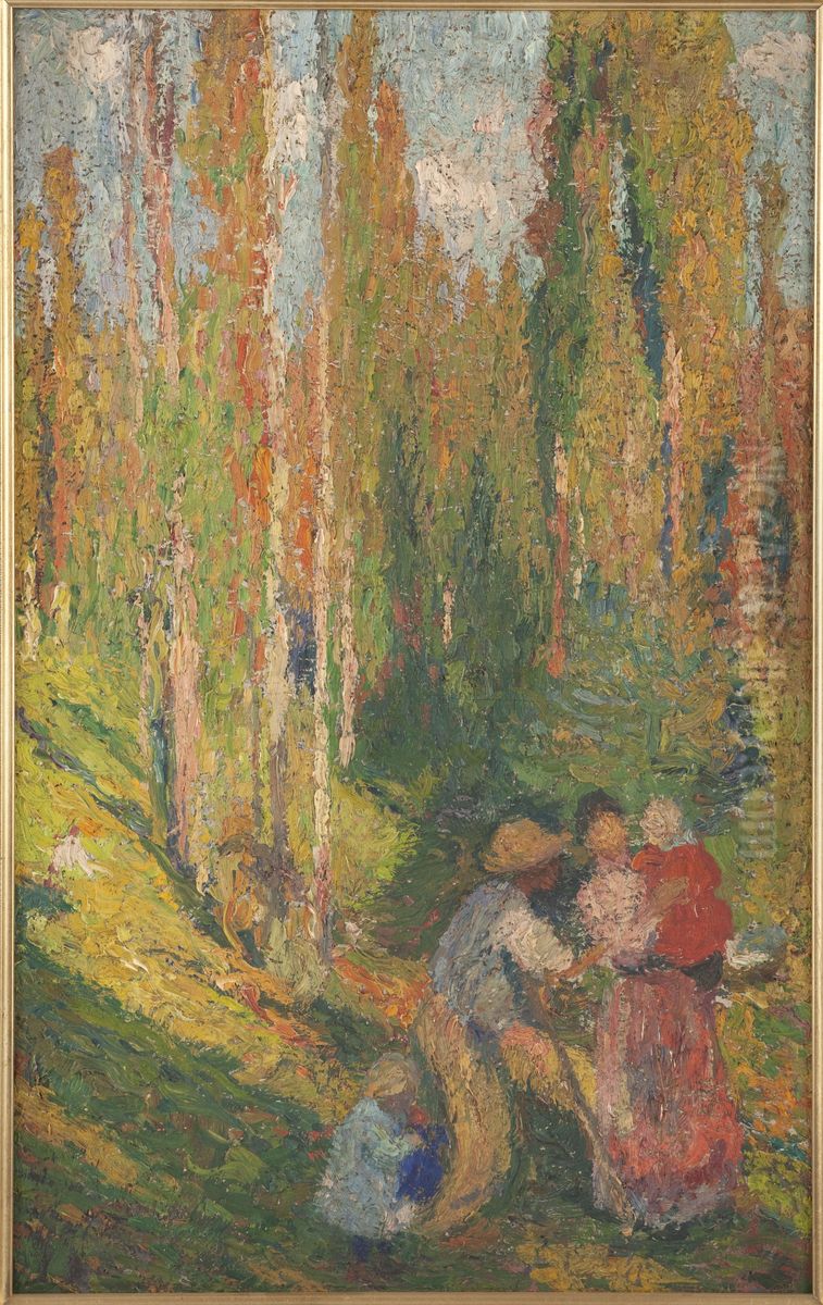 Esquisse pour la salle des mariages de la mairie du 10eme : L'ete, scene champetre Oil Painting by Henri-Jean Guillaume Martin